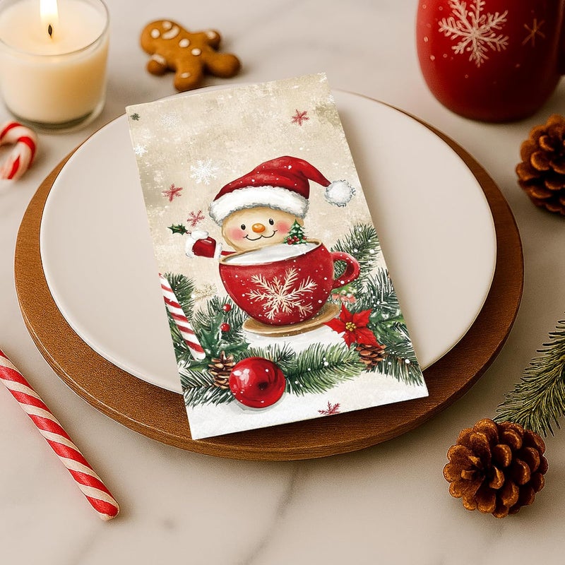 Tbsone Christmas Paper Napkins Disposable: Guest Dinner Hand Towels, Xmas Themed Design for Table Decor, Bathroom, Home, Kitchen, Holiday Cocktail Party (100 Pack) - Image 4
